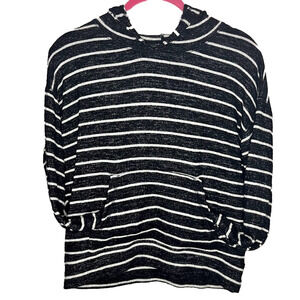 Black & White Soft & Sexy Plush Striped Hoodie American Eagle Size XSmall‎
